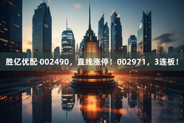 胜亿优配 002490，直线涨停！002971，3连板！